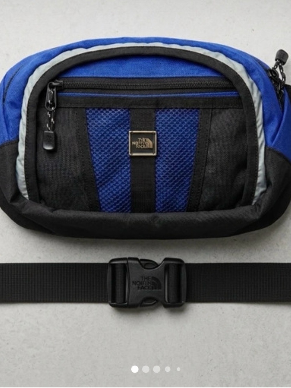 The North Face Blue and Black Belt Pack with Reflective Trim